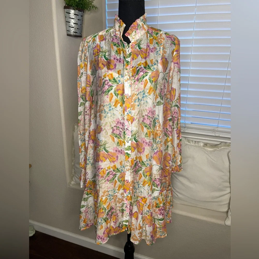 Fate With Love Floral Tiered Long-Sleeve Mini Dress - Boho Cottagecore - Picture 2 of 8